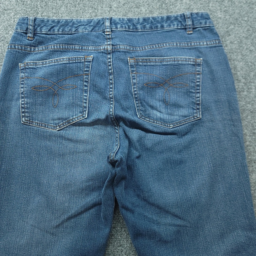 Chaps Denim Womens 14 Blue Straight Leg Jeans Medium Wash Embroidered Pockets